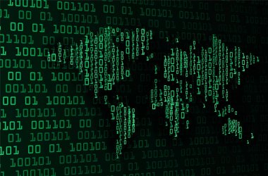 Kod arkaplanlı dünya haritası