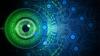 Göz devreli siber güvenlik kavramı, soyut yüksek hızlı dijital internet bağlantısı tasarımı