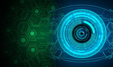 Göz devreli siber güvenlik kavramı, soyut yüksek hızlı dijital internet bağlantısı tasarımı