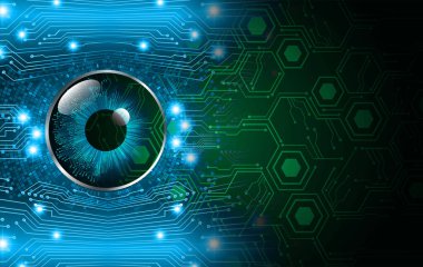 Göz devreli siber güvenlik kavramı, soyut yüksek hızlı dijital internet bağlantısı tasarımı