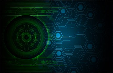 Göz devreli siber güvenlik kavramı, soyut yüksek hızlı dijital internet bağlantısı tasarımı