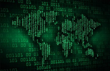 Kod arkaplanlı dünya haritası