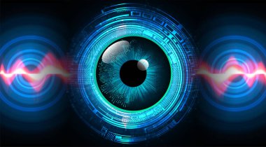 Göz devreli siber güvenlik kavramı, soyut yüksek hızlı dijital internet bağlantısı tasarımı