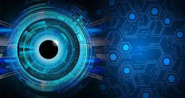 Göz devreli siber güvenlik kavramı, soyut yüksek hızlı dijital internet bağlantısı tasarımı
