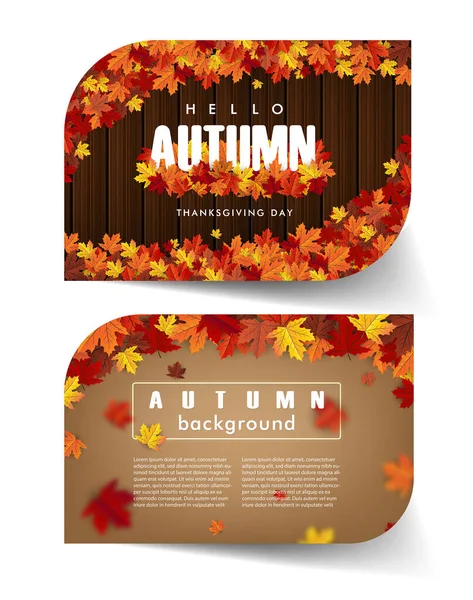 Fond Automne Avec Feuilles Texte Bonjour Jour Thanksgiving — Image vectorielle