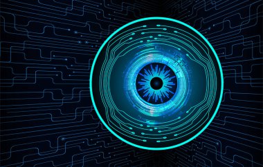 Göz devreli siber güvenlik kavramı, soyut yüksek hızlı dijital internet bağlantısı tasarımı
