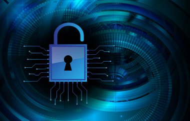 Dolabı olan arkaplan çizimi, dijital güvenlik kavramı