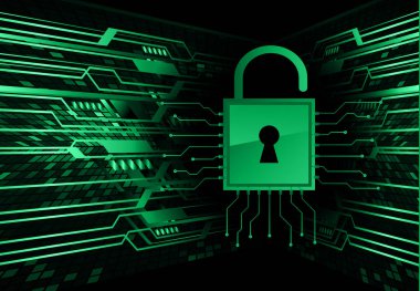 Dolabı olan arkaplan çizimi, dijital güvenlik kavramı