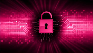 Dolabı olan arkaplan çizimi, dijital güvenlik kavramı