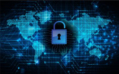 Dolabı olan arkaplan çizimi, dijital güvenlik kavramı