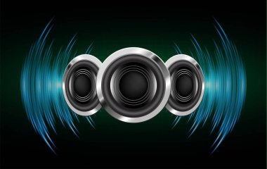 Koyu soyut arkaplan üzerindeki hoparlörler