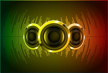 Koyu soyut arkaplan üzerindeki hoparlörler