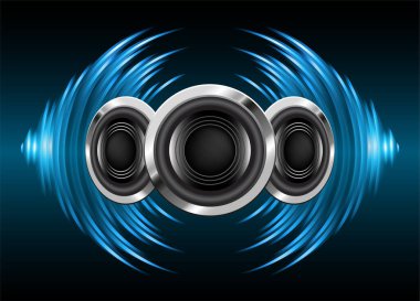 Koyu soyut arkaplan üzerindeki hoparlörler