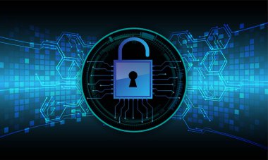 Dolabı olan arkaplan çizimi, dijital güvenlik kavramı