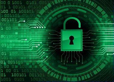 Dolabı olan arkaplan çizimi, dijital güvenlik kavramı