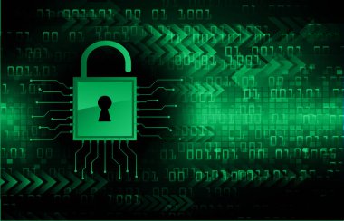 Dolabı olan arkaplan çizimi, dijital güvenlik kavramı