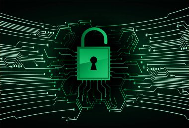 Dolabı olan arkaplan çizimi, dijital güvenlik kavramı