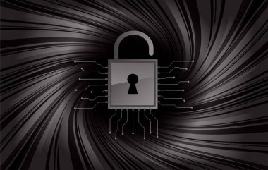 Sayısal arkaplan ve siber güvenlik konusunda kapatılmış asma kilit