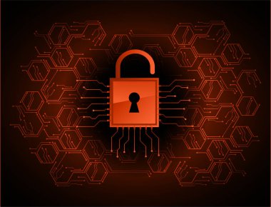 Sayısal arkaplan ve siber güvenlik konusunda kapatılmış asma kilit