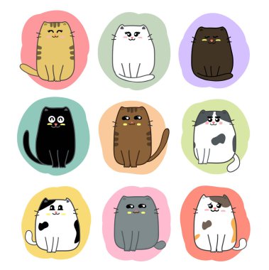 Şirin kediler çizgi film set vektörü