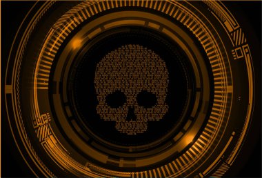 siber hacker saldırısı arka plan, kafatası vektörü