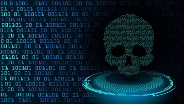 Cyber Hacker Attack Background Skull Vector — Stock Vector