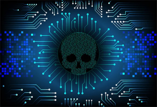 Cyber Hacker Ataque Fondo Vector Cráneo — Vector de stock