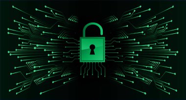 Dolabı olan arkaplan çizimi, dijital güvenlik kavramı