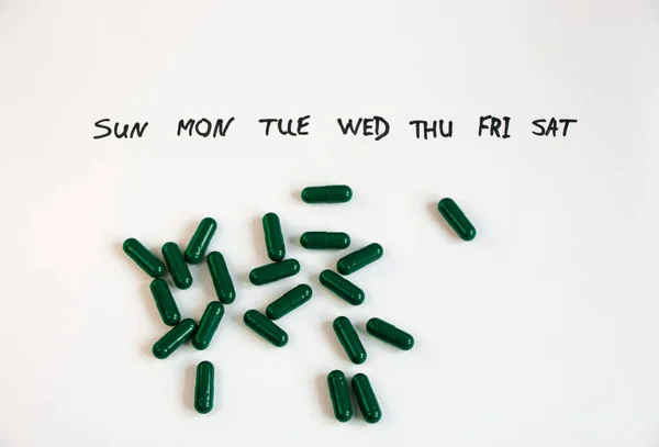 Tablets Capsules Minimalism Weekly Schedule — Stock Photo, Image
