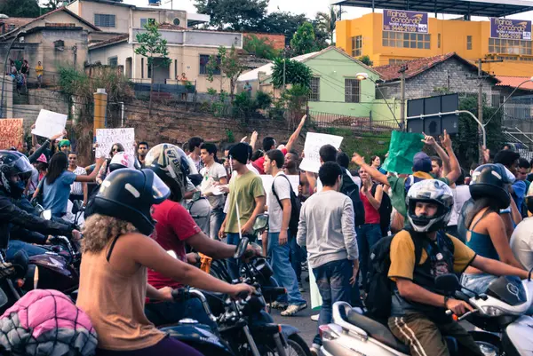 Belo Horizonte Minas Gerais Bresil Juin 2013 Manifestants Contre Coupe — Photo