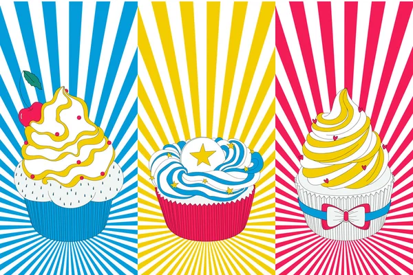 Cupcakes de arte pop —  Vetores de Stock