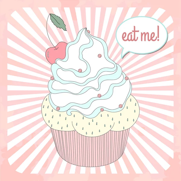 Poster in retro design met heerlijke cupcake — Stockvector