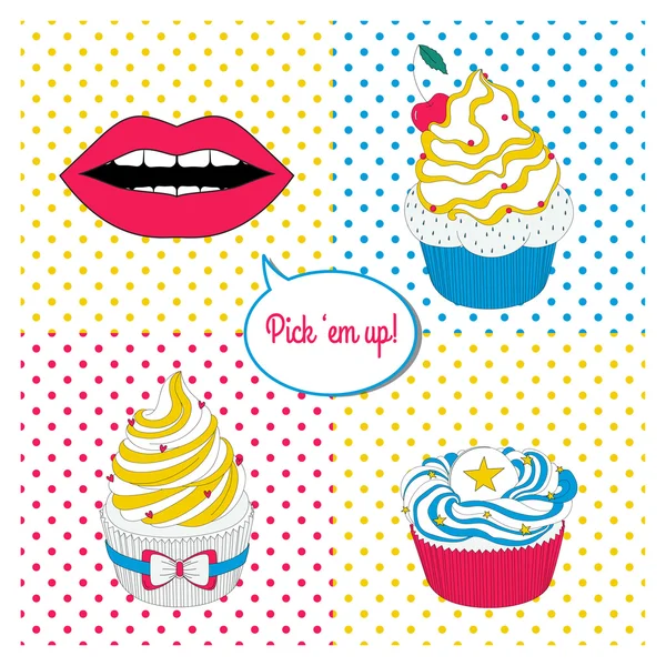 Pop-Art Cupcakes — Stockvektor