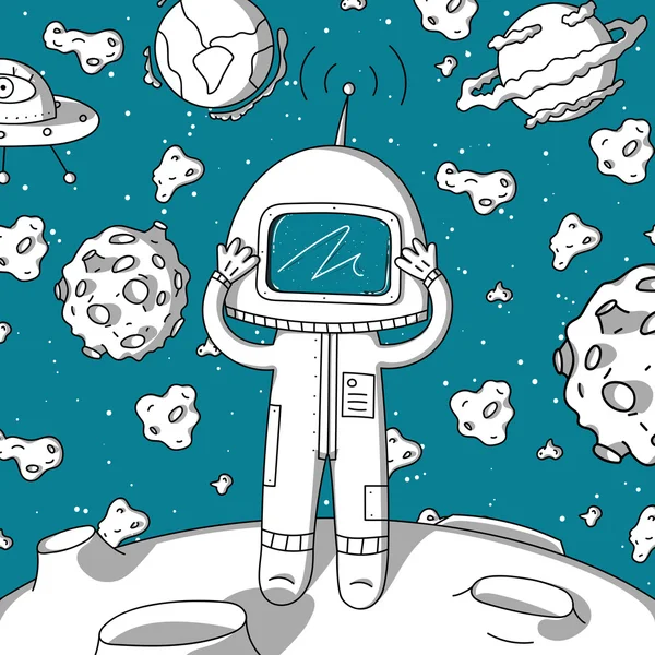 Astronaute spatial sur astéroïde — Image vectorielle