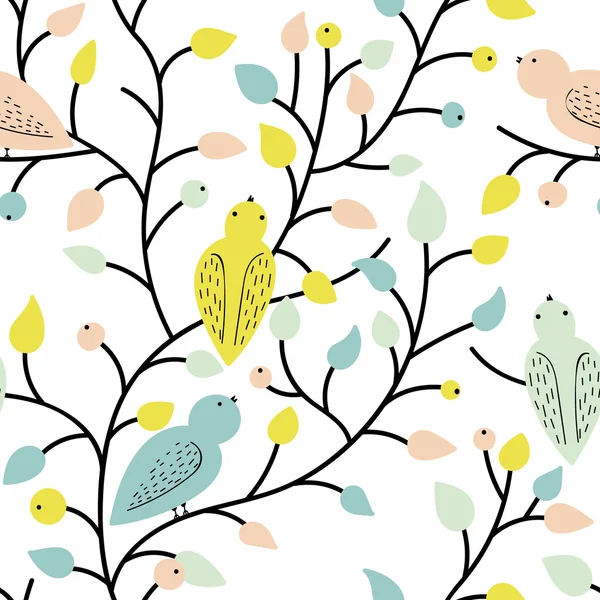 Летние растения и птицы — стоковый вектор