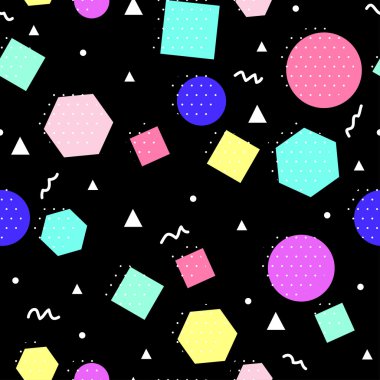 Vektör kesintisiz geometrik desen. Memphis tarzı. Soyut 80s.