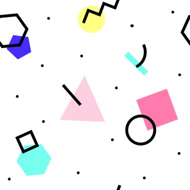 Vektör kesintisiz geometrik desen. Memphis tarzı. Soyut 80s.