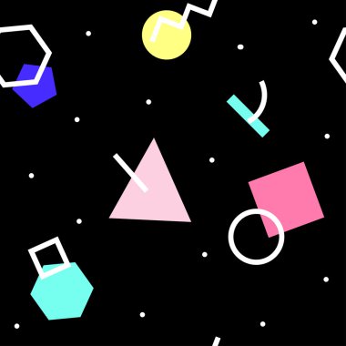 Vektör kesintisiz geometrik desen. Memphis tarzı. Soyut 80s.