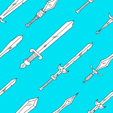 Vector hand drawn pattern with swords clipart