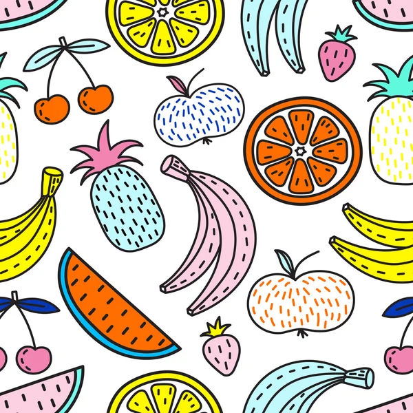Vektor nahtlose Muster von Früchten. Sommerstimmung — Stockvektor