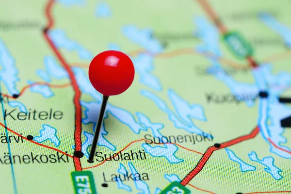 Suolahti pinned on a map of Finland — Stock Photo, Image