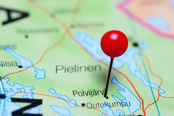 Polvijarvi pinned on a map of Finland — Stock Photo, Image