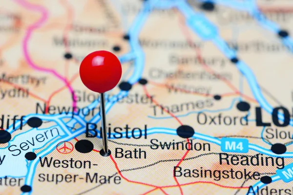 Bath pinned on a map of UK