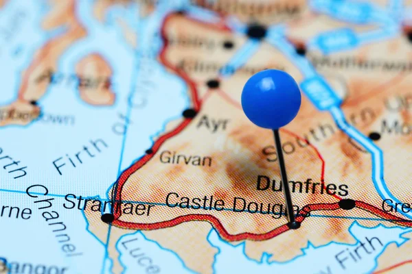 Castle Douglas pinned on a map of Scotland