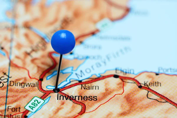Inverness pinned on a map of Scotland