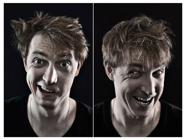Collage of crazy young man emotions — Stock Photo, Image