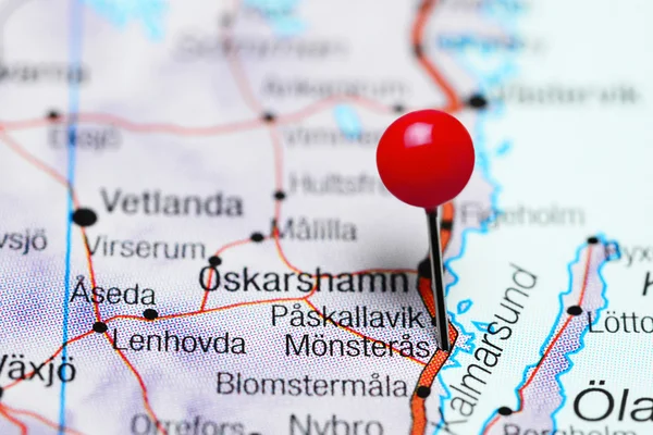 Monsteras pinned on a map of Sweden — Stock Photo, Image