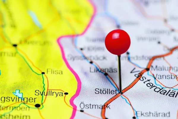 Stollet pinned on a map of Sweden — Stock Photo, Image
