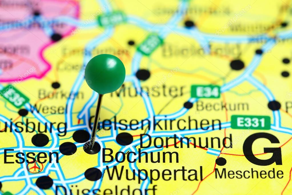 bochum karta Bochum fäst på en karta över Tyskland — Stockfotografi © dk_photos  bochum karta