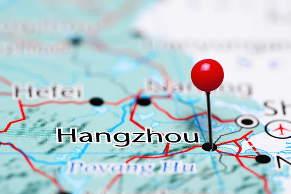 Hangzhou pinned on a map of China